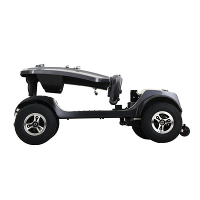 Mobility Scooter Base Frame Iron Gray LED Lights Anti-Tip Wheels