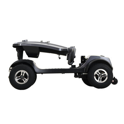 Mobility Scooter Base Frame Iron Gray LED Lights Anti-Tip Wheels