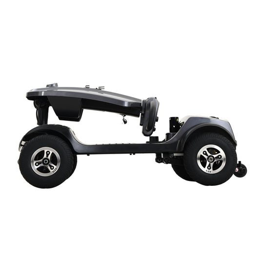 Mobility Scooter Base Frame Iron Gray LED Lights Anti-Tip Wheels