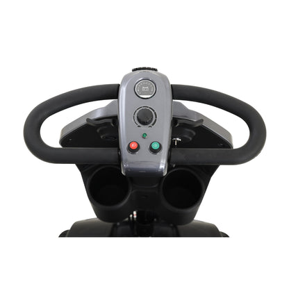 Mobility Scooter Base Frame Iron Gray LED Lights Anti-Tip Wheels
