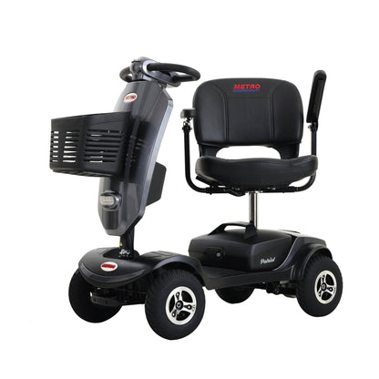Mobility Scooter Base Frame Iron Gray LED Lights Anti-Tip Wheels