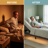 Adjustable Bed Base Designed for Ultimate Sleep Comfort, Lumbar Support, Bluetooth Connectivity, Massage Function — Before & After