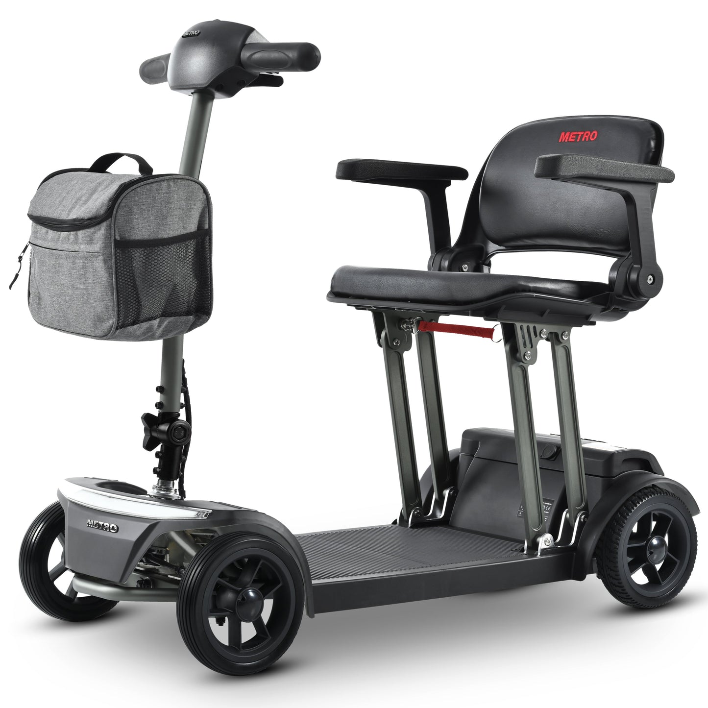Mobility Scooter Folding Gray Metal Travel Compact Easy Store Transport