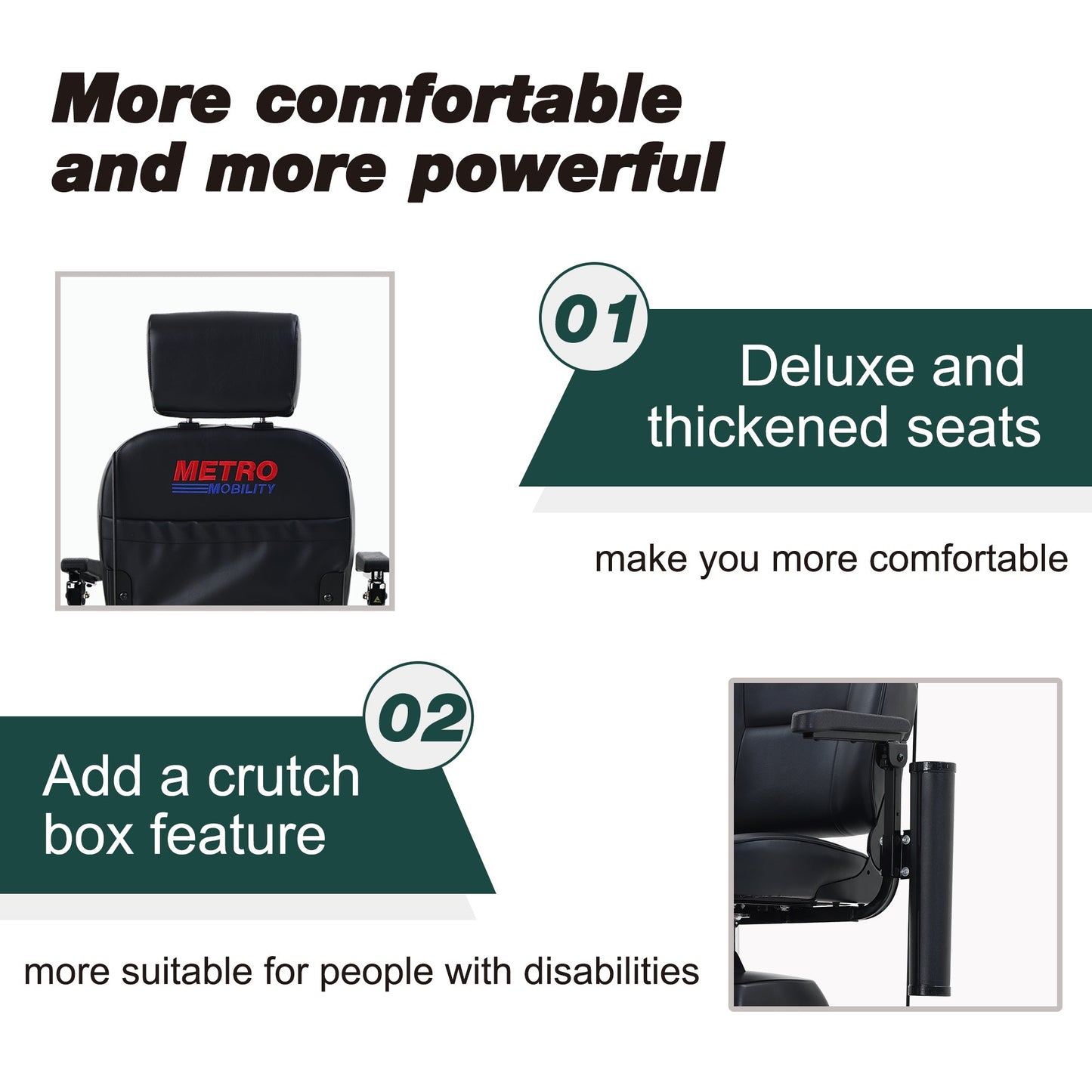 Mobility Scooter 4-Wheel Metal Emerald 16 Mile Range USB Charger 300W