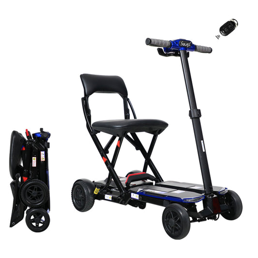 Mobility Scooter Folding Electric Blue 275 LB 10 Mile ABS Aluminum 38x18 In