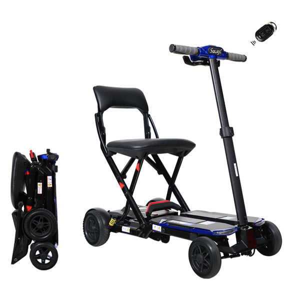 Mobility Scooter Folding Electric Blue 275 LB 10 Mile ABS Aluminum 38x18 In