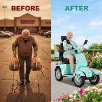 Mobility Scooter with Adjustable Seat & Storage Box, 4-Wheel, 800W Green — Before & After