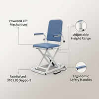 Electric Chair Lift Devices to Lift Elderly off Floor, Height Adjustable, Support up to 310 LBS, for Seniors, Patient — infographic