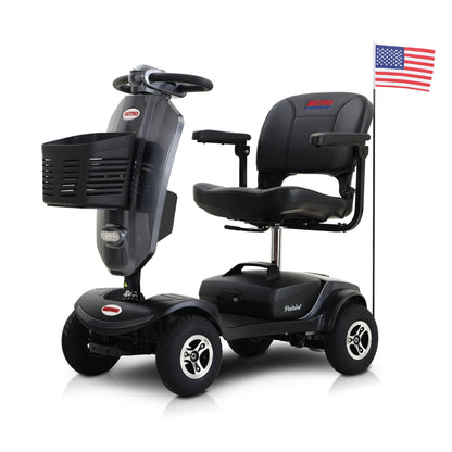 Mobility Scooter Base Frame Iron Gray LED Lights Anti-Tip Wheels