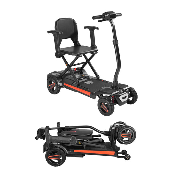 Mobility Scooter 4-Wheel Auto-Folding Remote Control 265 LB Black Orange