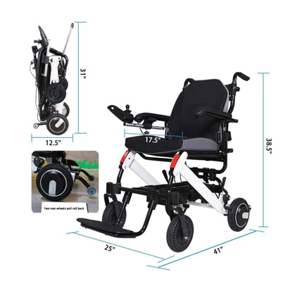 Maidesite 17.5-Inch 500W Wide Seat Lightweight Electric Folding Wheelchair (SAK33689)
